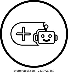 AI Chatbot Assistant Icon Flat and Outline Vector Symbols for Artificial Intelligence Virtual Assistant Customer Support Automation Robot Help Desk Isolated