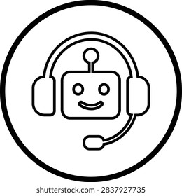 AI Chatbot Assistant Icon Flat and Outline Vector Symbols for Artificial Intelligence Virtual Assistant Customer Support Automation Robot Help Desk Isolated