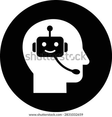 AI Chatbot Assistant Icon Flat and Outline Vector Symbols for Artificial Intelligence Virtual Assistant Customer Support Automation Robot Help Desk Isolated