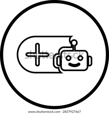 AI Chatbot Assistant Icon Flat and Outline Vector Symbols for Artificial Intelligence Virtual Assistant Customer Support Automation Robot Help Desk Isolated