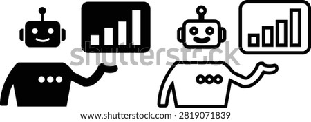 AI Chatbot Assistant Icons Set Collection Group Flat and Outline Vector Symbols for Artificial Intelligence Virtual Assistant Customer Support Automation Robot Help Desk Isolated