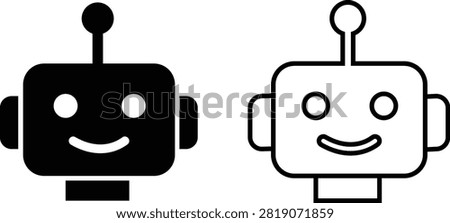 AI Chatbot Assistant Icons Set Collection Group Flat and Outline Vector Symbols for Artificial Intelligence Virtual Assistant Customer Support Automation Robot Help Desk Isolated