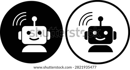 AI Chatbot Assistant Icons Set Collection Group Flat and Outline Vector Symbols for Artificial Intelligence Virtual Assistant Customer Support Automation Robot Help Desk Isolated