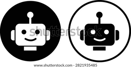 AI Chatbot Assistant Icons Set Collection Group Flat and Outline Vector Symbols for Artificial Intelligence Virtual Assistant Customer Support Automation Robot Help Desk Isolated