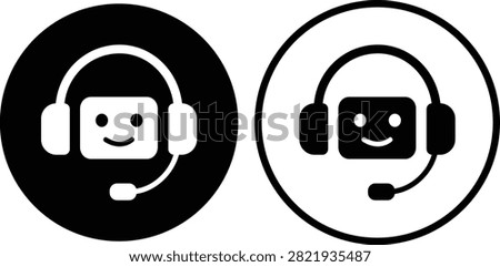 AI Chatbot Assistant Icons Set Collection Group Flat and Outline Vector Symbols for Artificial Intelligence Virtual Assistant Customer Support Automation Robot Help Desk Isolated