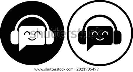 AI Chatbot Assistant Icons Set Collection Group Flat and Outline Vector Symbols for Artificial Intelligence Virtual Assistant Customer Support Automation Robot Help Desk Isolated