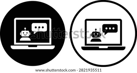 AI Chatbot Assistant Icons Set Collection Group Flat and Outline Vector Symbols for Artificial Intelligence Virtual Assistant Customer Support Automation Robot Help Desk Isolated