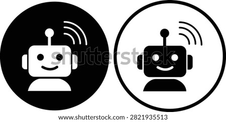 AI Chatbot Assistant Icons Set Collection Group Flat and Outline Vector Symbols for Artificial Intelligence Virtual Assistant Customer Support Automation Robot Help Desk Isolated