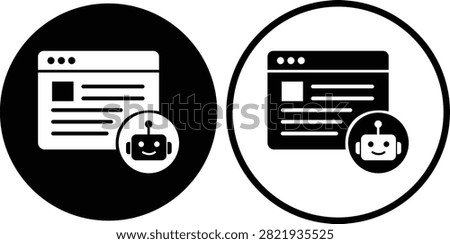 AI Chatbot Assistant Icons Set Collection Group Flat and Outline Vector Symbols for Artificial Intelligence Virtual Assistant Customer Support Automation Robot Help Desk Isolated