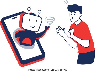 ai chatbot causing user confusion concept, artificial intelligence producing unreliable information vector icon design,  trustworthy vs hallucinated output large language model stock illustration