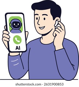 Ilustração do vetor de comunicação do AI Chatbot.