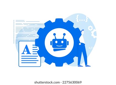 AI chatbot concept illustration - deep learning, data mining, code creation, communication, article writing, creating graphic illustration using neural AI networks