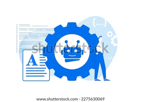 AI chatbot concept illustration - deep learning, data mining, code creation, communication, article writing, creating graphic illustration using neural AI networks
