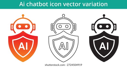 Variaciones del conector del chatbot del aire con diseños del logotipo del robot y del escudo