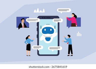 AI Chatbot para a ilustração de vetor plana 2d do Serviço de Atendimento ao Consumidor