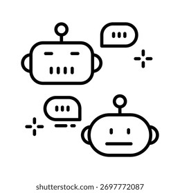 Icono de chatbot AI que representa la comunicación inteligente y la automatización.