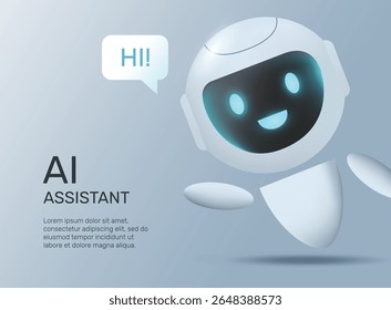 Ícone AI Chatbot. Robô com balão de fala. Inicialização do assistente inteligente virtual. Conceito de assistente pessoal. Aprendizagem de máquina, Rede neural,