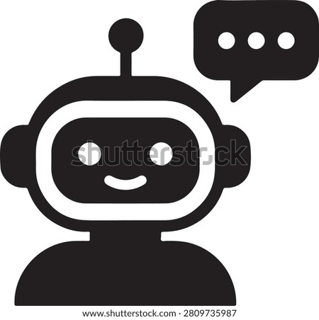 AI chatbot icon with virtual assistant and conversational robot character