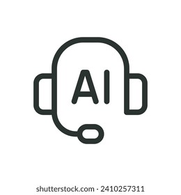 AI chatbot isolated icon, AI customer service bot vector icon with editable stroke