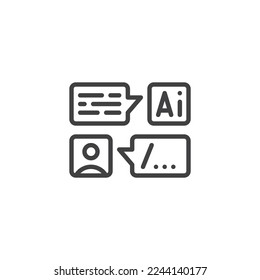 AI chatbot line icon. linear style sign for mobile concept and web design. Artificial intelligence chat bot outline vector icon. Symbol, logo illustration. Vector graphics
