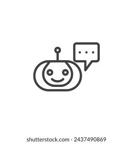 AI Chatbot line icon. linear style sign for mobile concept and web design. Robot with chat message outline vector icon. Symbol, logo illustration. Vector graphics