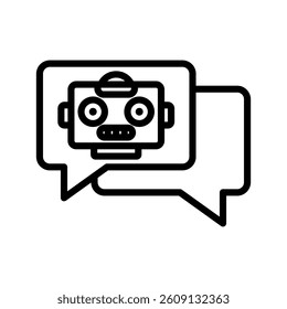 Ai Chatbot Line Vector Illustration On White Background.