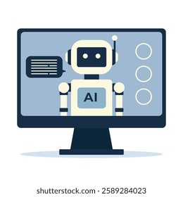 AI Chatbot on Computer Screen symbolizing artificial intelligence, virtual assistants, and online communication.