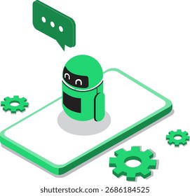 Ai Chatbot en la ilustración isométrica del teléfono inteligente