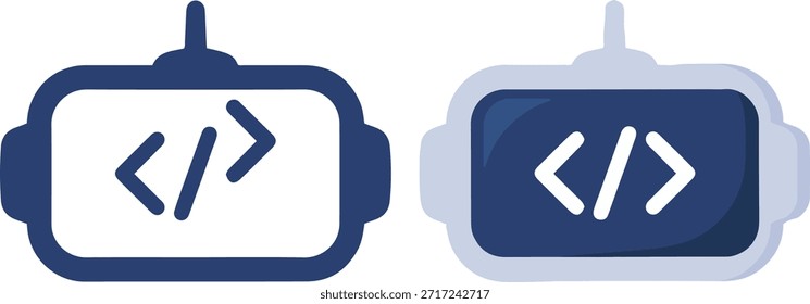 ai chatbot roboter mit codierung symbol, flach minimal vektor, blaues symbol