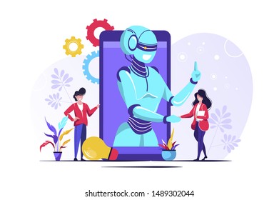 AI, Chatbot, robotics online support Human interactive tech interaction.