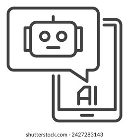 AI Chatbot in Smartphone vector concept linear icon or logo element