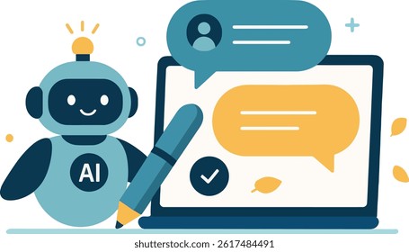 AI Chatbot Vector Illustration on White Background