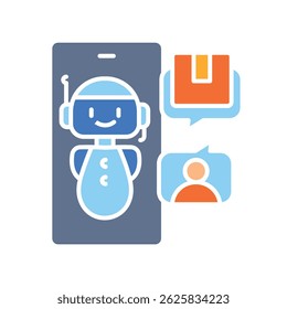 AI chatbots color flat icon for digital and print projects.  Minimal clean icons for apps and websites. Modern simple icons for UI UX and branding