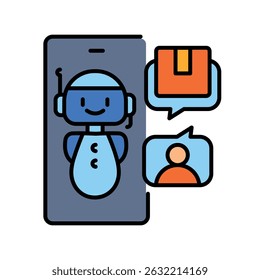 AI chatbots color line icon for digital and print projects.  Minimal clean icons for apps and websites. Modern simple icons for UI UX and branding
