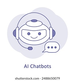 AI Chatbots Icon: Conversational AI, Virtual Assistants, Customer Service Automation, Chatbot Technology with editable stroke.