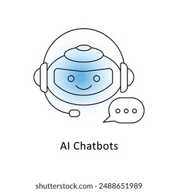 AI Chatbots Icon: Conversational AI, Virtual Assistants, Customer Service Automation, Chatbot Technology with editable stroke.
