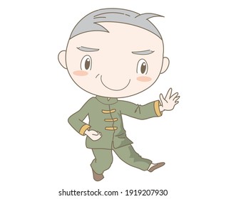 ai Chi pose - Elderly man  enjoying exercise