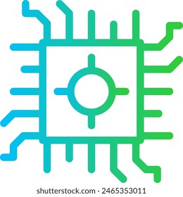 AI chip artificial intelligence icon with blue and green gradient outline style. technology, ai, computer, chip, digital, artificial, microchip. Vector Illustration