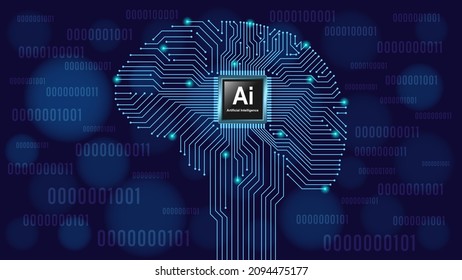 Ai chip in brain circuitry background