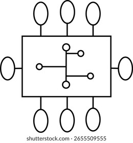  Chip AI con punto central y líneas de circuito