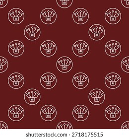 AI Chip Circuit Board vector concept Artificial Intelligence round seamless pattern in outline style