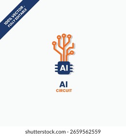 AI chip with connected circuit lines representing artificial intelligence, digital processing, and smart technology. Ideal for tech apps and AI branding.