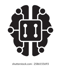 AI Chip and Digital Brain Icons – Innovation and Technology Concept, Futuristic AI Brain  Processor Icons – Tech-Inspired Vector, Artificial Intelligence Circuit Icon, Machine Learning