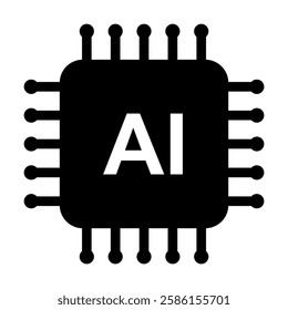 AI Chip and Digital Brain Icons – Innovation and Technology Concept, Futuristic AI Brain  Processor Icons – Tech-Inspired Vector, Artificial Intelligence Circuit Icon, Machine Learning