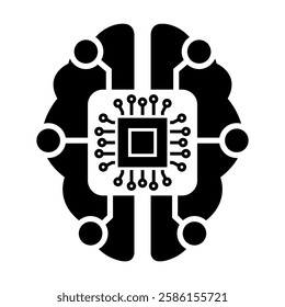 AI Chip and Digital Brain Icons – Innovation and Technology Concept, Futuristic AI Brain  Processor Icons – Tech-Inspired Vector, Artificial Intelligence Circuit Icon, Machine Learning