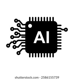 AI Chip and Digital Brain Icons – Innovation and Technology Concept, Futuristic AI Brain  Processor Icons – Tech-Inspired Vector, Artificial Intelligence Circuit Icon, Machine Learning