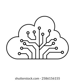 AI Chip and Digital Brain Icons – Innovation and Technology Concept, Futuristic AI Brain Processor Icons – Tech-Inspired Vector, Artificial Intelligence Circuit Icon, Machine Learning