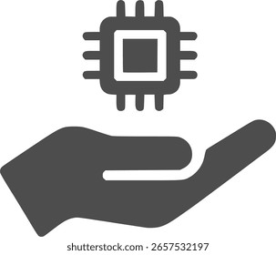 KI Chip in Hand Icon - Technische Steuerung