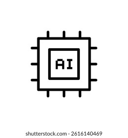 Ai chip icon. Artificial intelligence Ai chip vector symbol or icon. Ai super computer processor chip Icon with editable stroke.