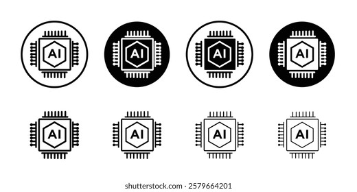 AI chip icon black and white vector sign